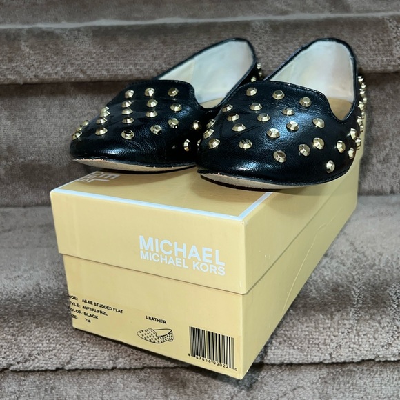 Michael Kors Aliee Black Studded Flat - Picture 1 of 6